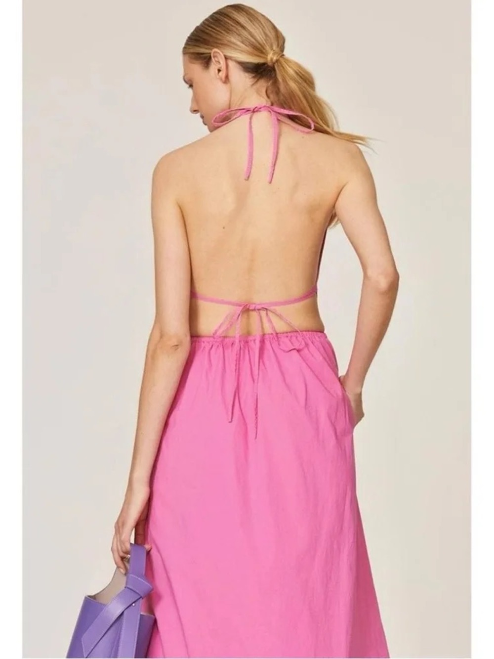 STAUD Pink Halter Cutout Maxi Dress - Picture 4 of 7
